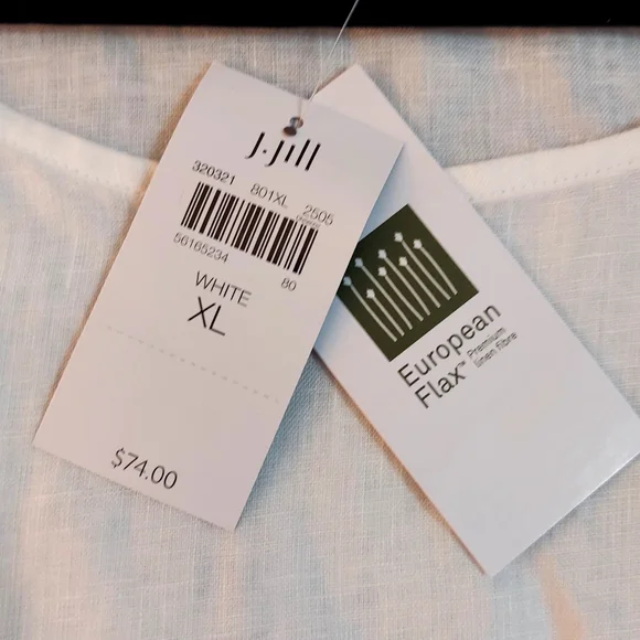 J Jill purejill Linen Popover Top White XL - Picture 5 of 7